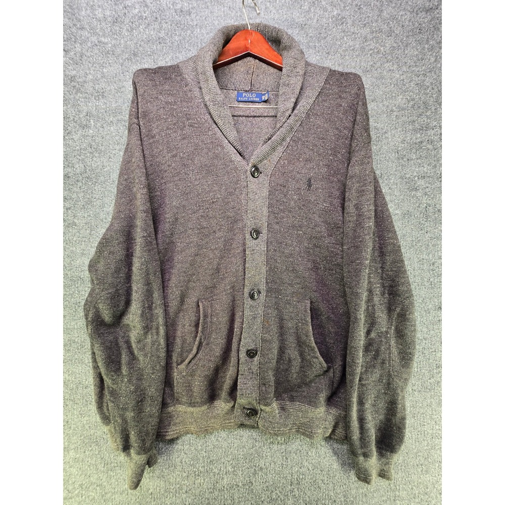 Polo Ralph Lauren Mens Shawl Collar Cardigan Sweater Heather Gray Cotton 2XB TG
